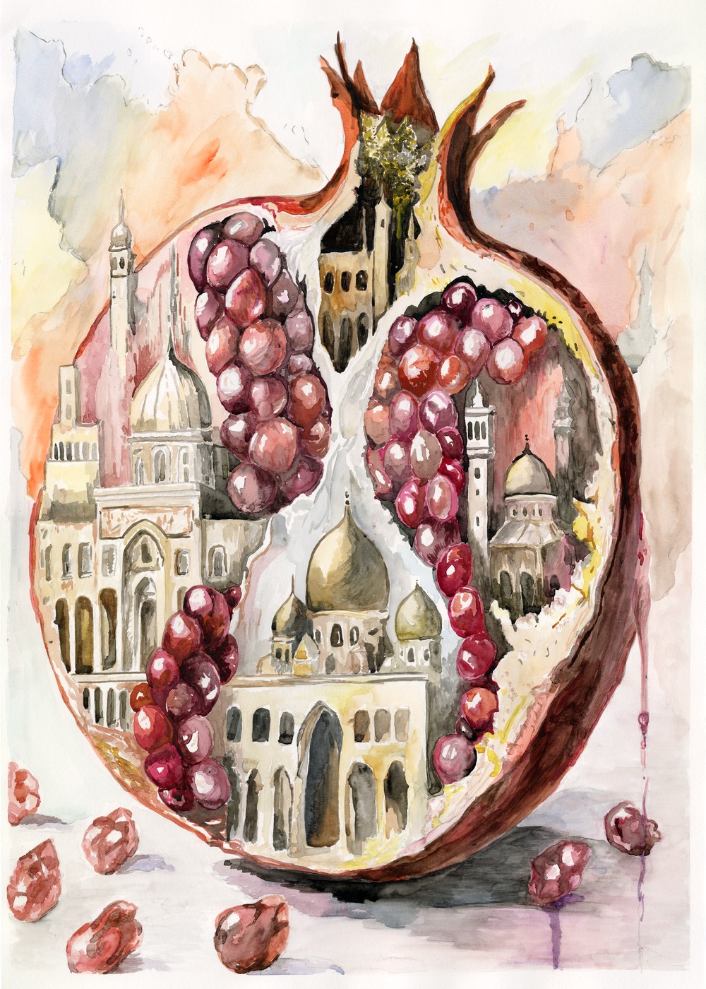 Damascus, a watercolour by Nerina Pallot